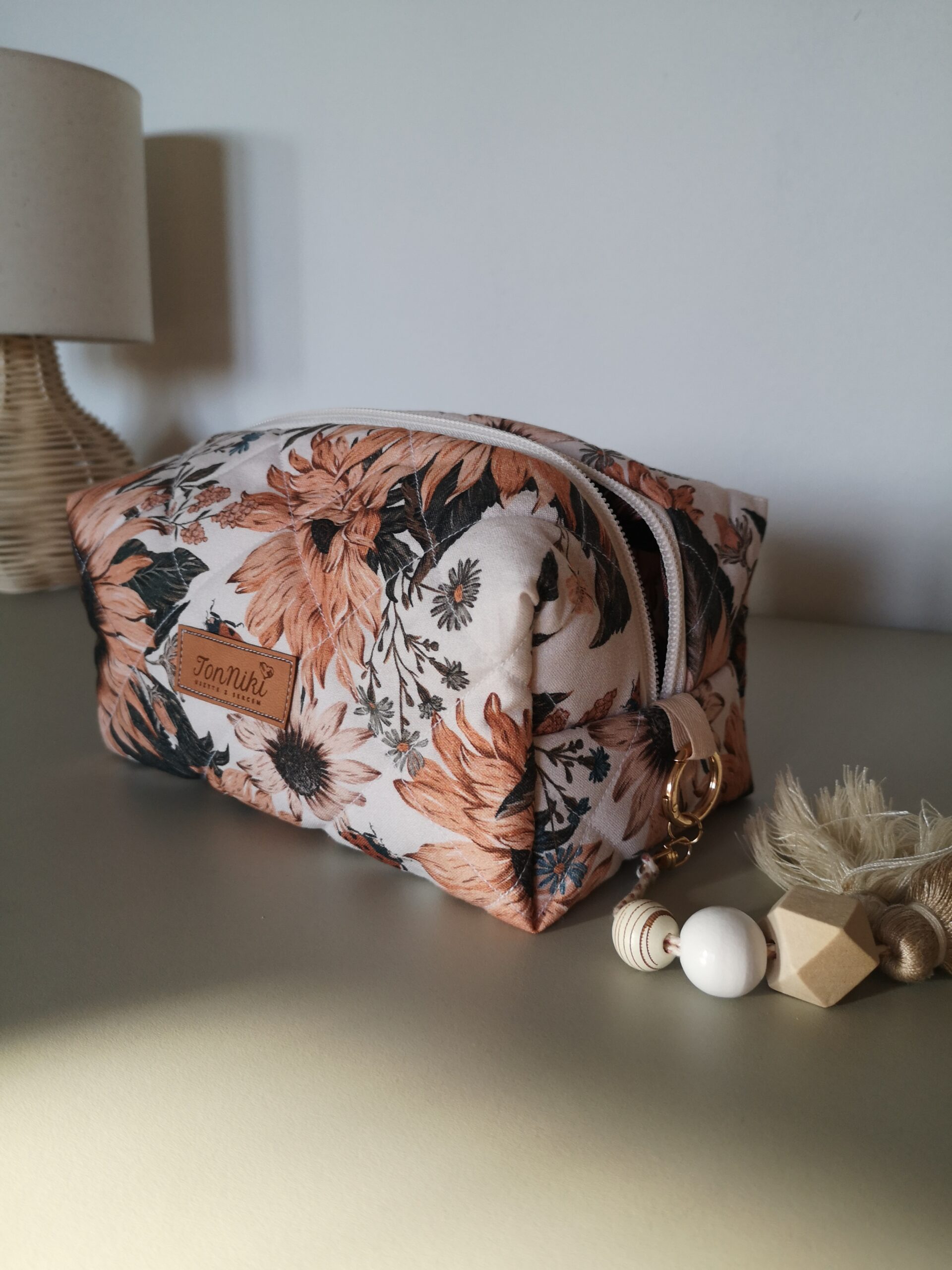 Kosmetyczka bawełniana - retro słoneczniki - obrazek 3